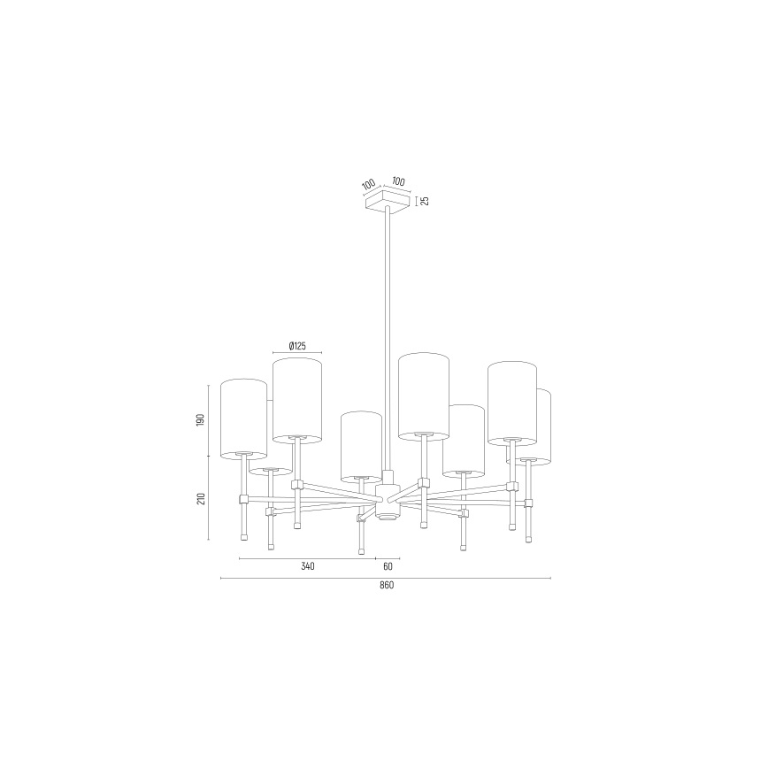 Argon 5051 - Viseći luster ABRUZZO 8xE14/15W/230V mesing/bijela
