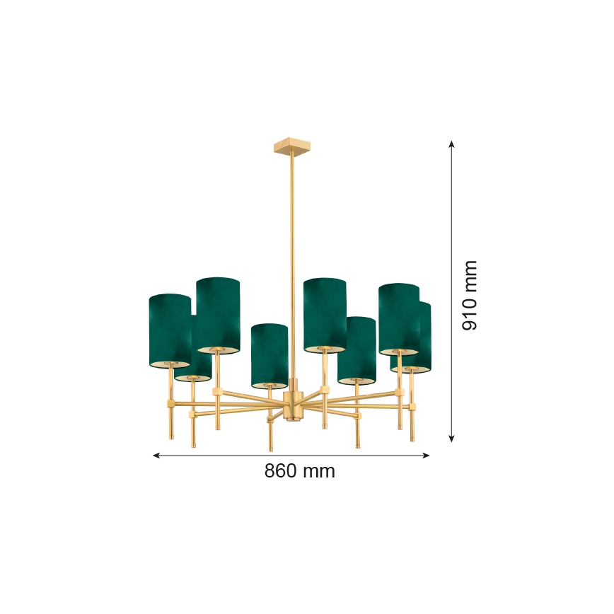 Argon 5055 - Viseći luster ABRUZZO 8xE14/7W/230V mesing/zelena