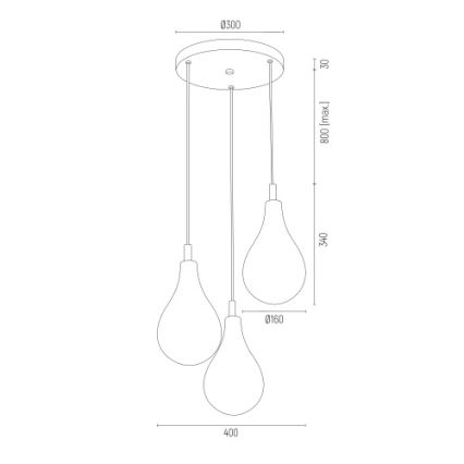 Argon 6105 - Luster na sajli OAKLAND 3xG9/6W/230V crna