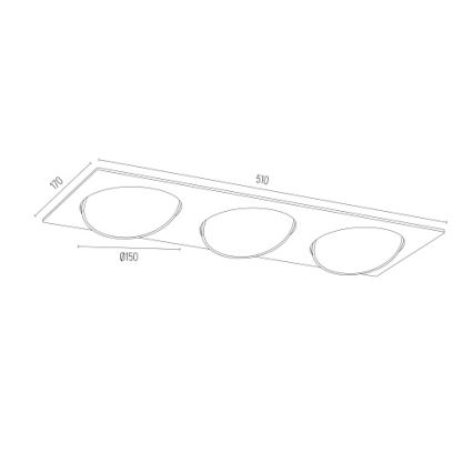 Argon 6116 BZ - Ugradbena svjetiljka OLIMP 3xGU10-AR111/12W/230V crna