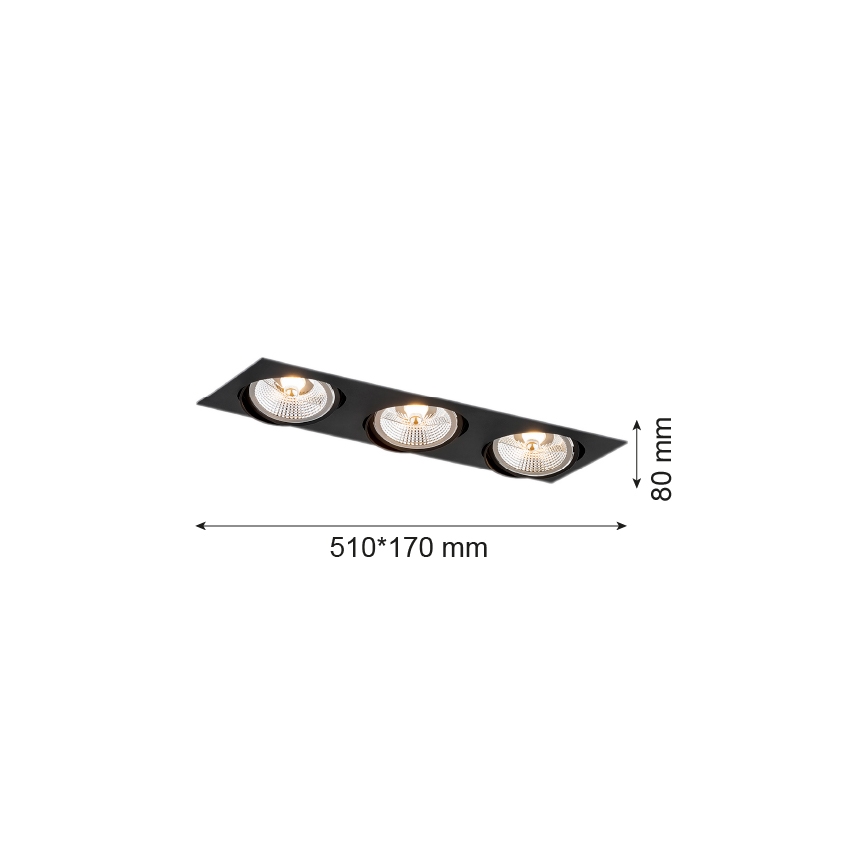 Argon 6116 - Ugradbena svjetiljka OLIMP 3xGU10-AR111/12W/230V crna
