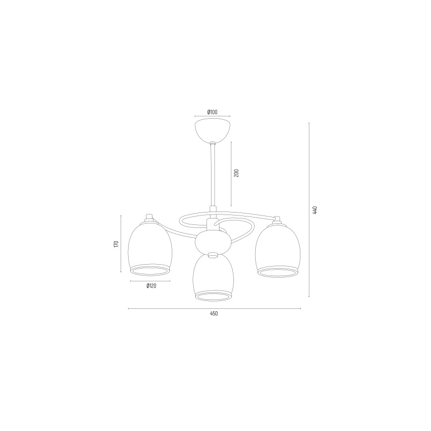Argon 6144 - Viseći luster AVILA PLUS 3xE27/15W/230V crna/zlatna/bijela
