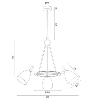 Argon 6148 - Viseći luster CHARLOTTE 3xE27/15W/230V bijela/zlatna