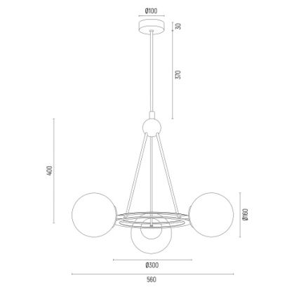 Argon 6150 - Viseći luster AMALFI 3xE27/15W/230V crna/bijela