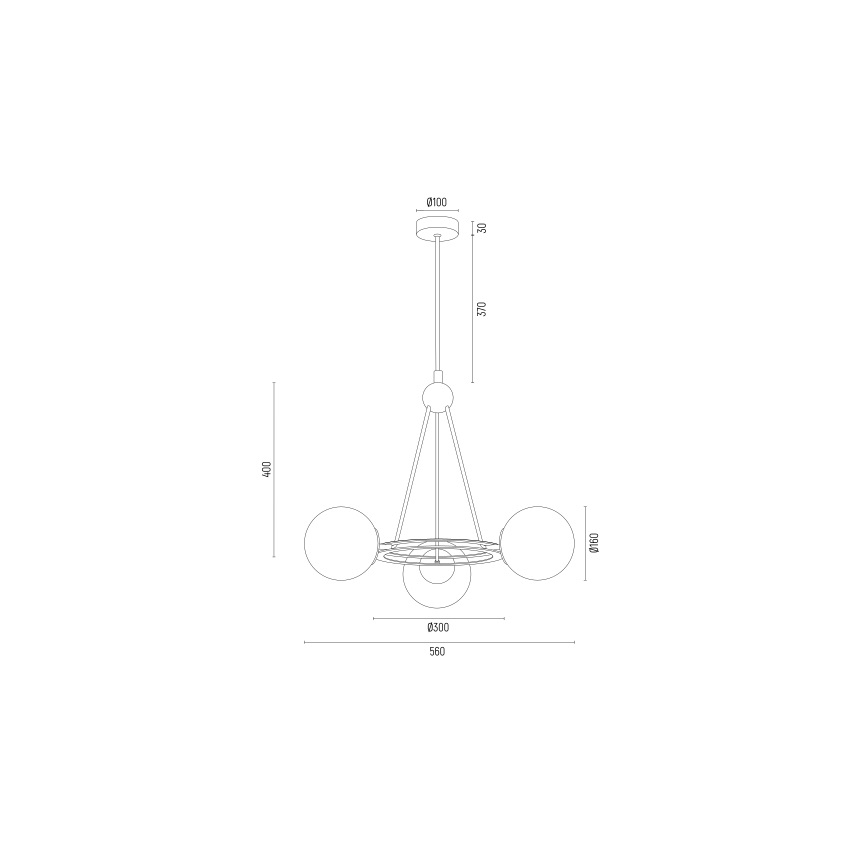 Argon 6150 - Viseći luster AMALFI 3xE27/15W/230V crna/bijela