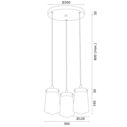 Argon 6164 - Luster na sajli PASADENA 3xE27/15W/230V zlatna/bijela