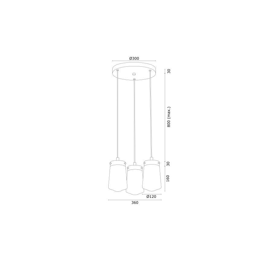 Argon 6164 - Luster na sajli PASADENA 3xE27/15W/230V zlatna/bijela