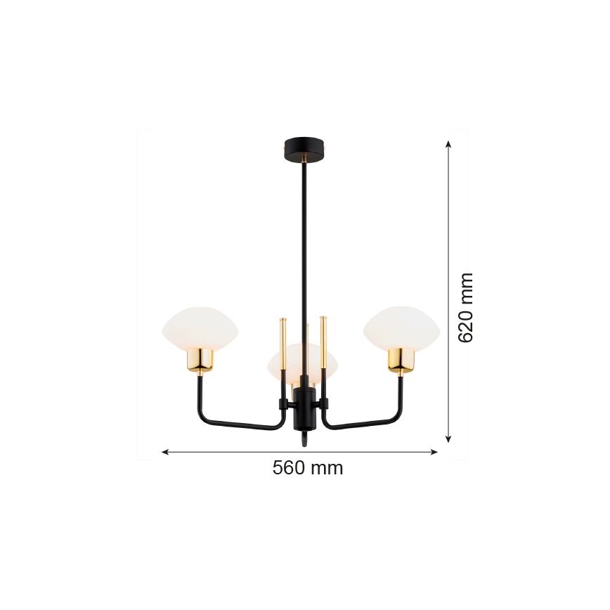 Argon 6166 - Viseći luster RAVELLO 3xE14/15W/230V crna/zlatna