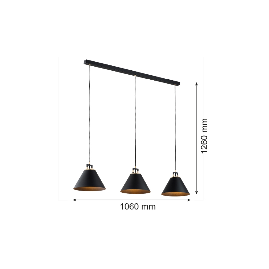 Argon 6174 - Luster na sajli ORTE 3xE27/15W/230V crna