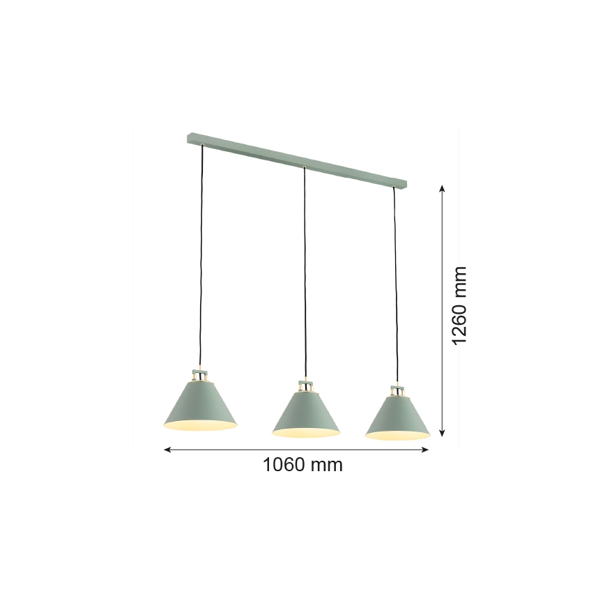Argon 6177 - Luster na sajli ORTE 3xE27/15W/230V zelena
