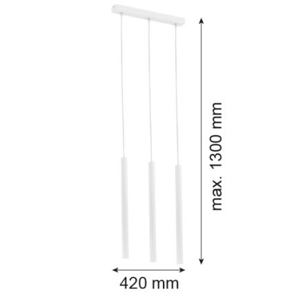 Argon 6178 - Luster na užetu ETNA 3xG9/6W/230V bijela
