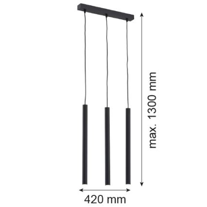 Argon 6179 - Luster na užetu ETNA 3xG9/6W/230V crna