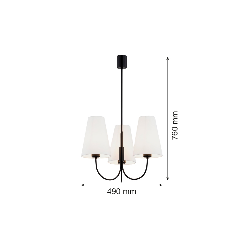 Argon 6268 - Viseći luster SAFIANO 3xE27/15W/230V crna