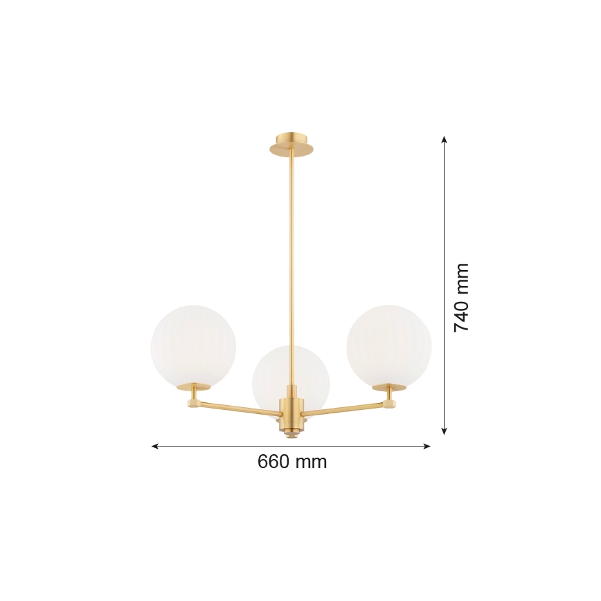 Argon 6307 - Viseći luster PALOMA 3xE14/7W/230V zlatna/bijela