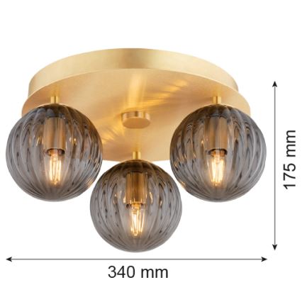 Argon 6308 - Stropna svjetiljka PALOMA 3xE14/7W/230V zlatna/crna