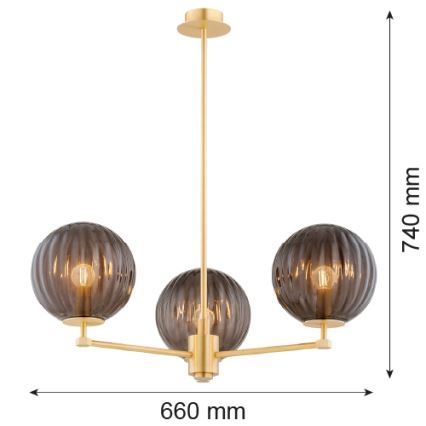 Argon 6310 - Viseći luster PALOMA 3xE14/7W/230V zlatna/crna