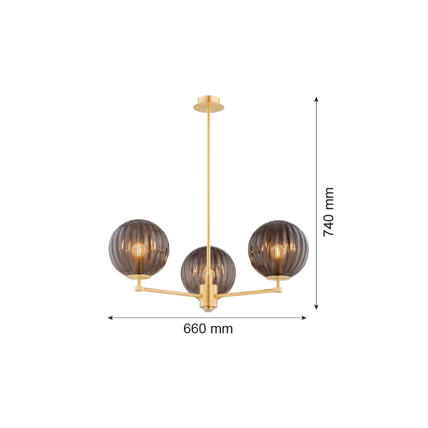 Argon 6310 - Viseći luster PALOMA 3xE14/7W/230V zlatna/crna