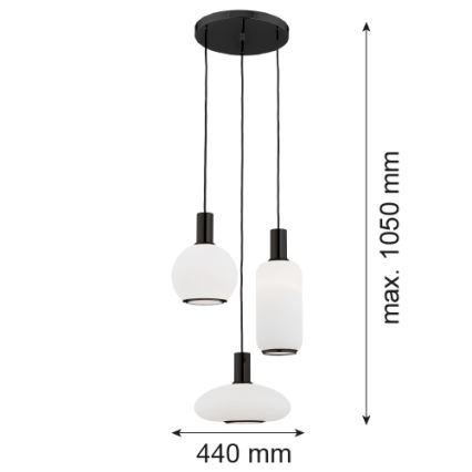 Argon 6323 - Luster na sajli SAGUNTO PLUS 3xE27/15W/230V crna