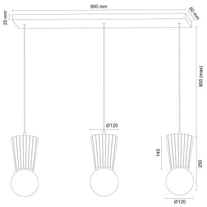 Argon 6357 - Kupaonski luster na sajli VOLANTE 3xG9/6W/230V IP44 bež