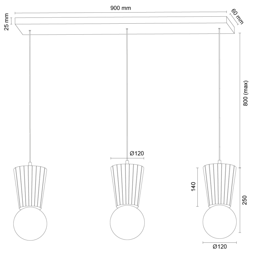 Argon 6357 - Kupaonski luster na sajli VOLANTE 3xG9/6W/230V IP44 bež