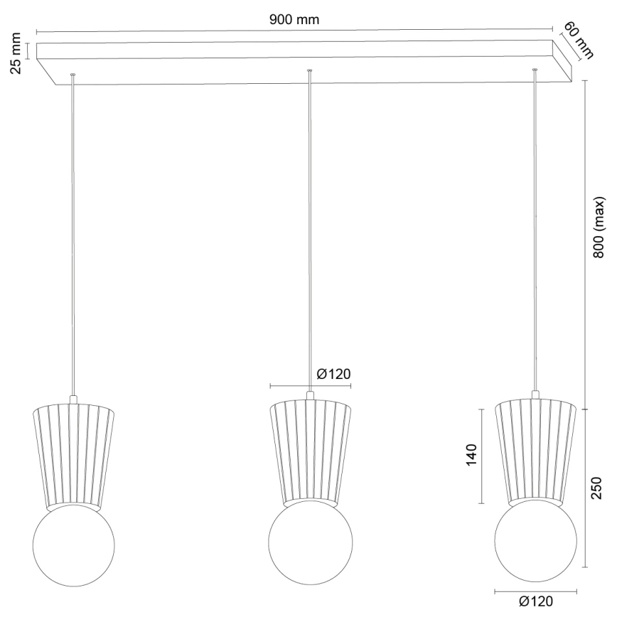 Argon 6358 - Kupaonski luster na sajli VOLANTE 3xG9/6W/230V IP44 smeđa