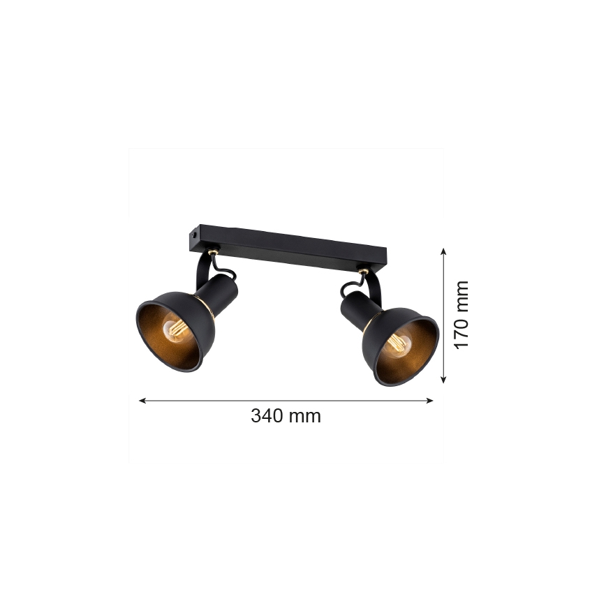 Argon 7037 - Reflektorska svjetiljka TWIST 2xE14/7W/230V crna/zlatna