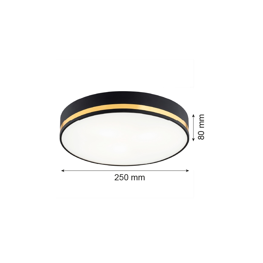 Argon 7040 - Stropna svjetiljka AMORE 2xE27/15W/230V pr. 25 cm crna/zlatna