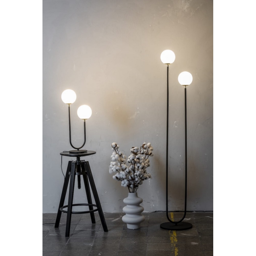 Argon 7073 - Podna lampa FERRONE 2xE14/7W/230V crna/bijela/zlatna