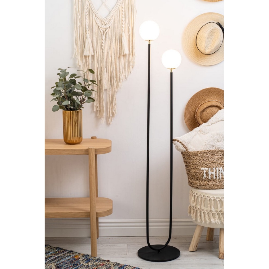 Argon 7073 - Podna lampa FERRONE 2xE14/7W/230V crna/bijela/zlatna