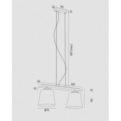 Argon 7151 - Luster na sajli ARDEN 2xE27/15W/230V zlatna