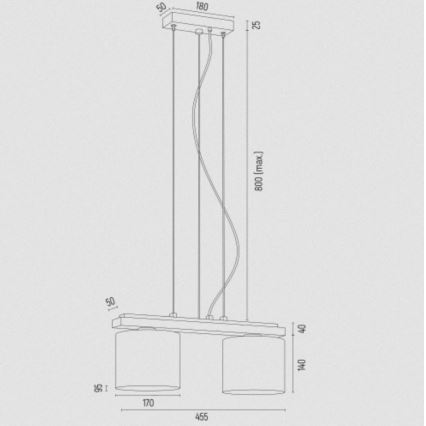 Argon 7164 - Luster na sajli CANOA 2xE27/15W/230V crna