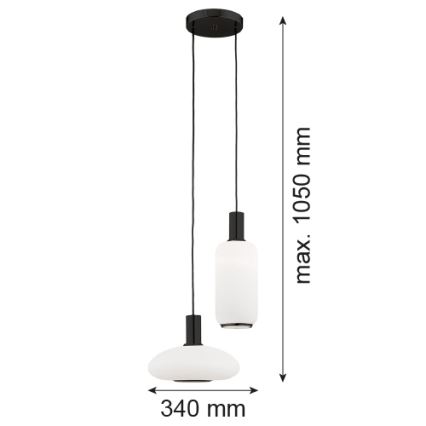 Argon 7214 - Luster na sajli SAGUNTO PLUS 2xE27/15W/230V crna