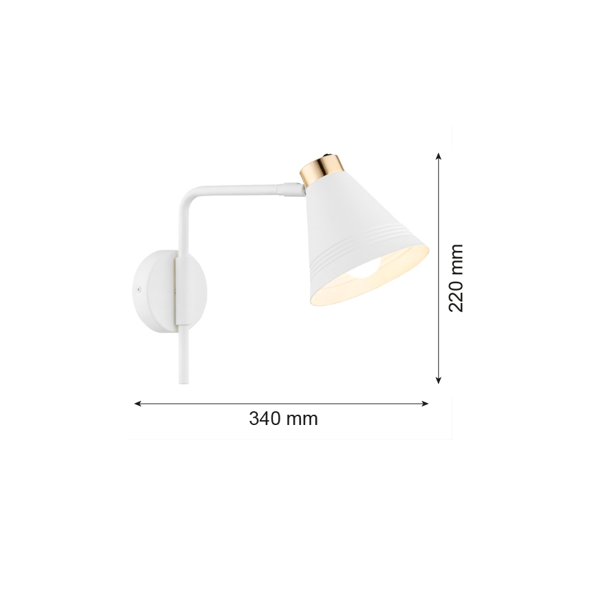Argon 8006 - Zidna lampa AVALONE 1xE27/15W/230V 34 cm bijela/zlatna