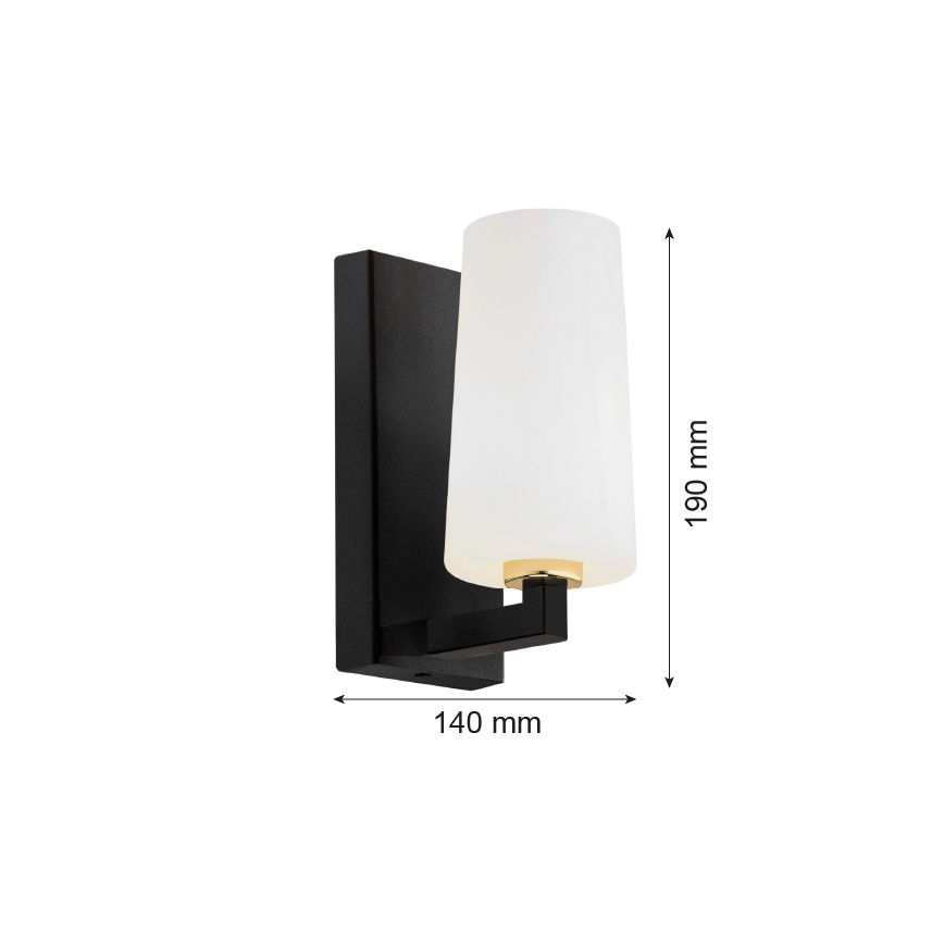 Argon 8056 - Zidna lampa CAMELOT PLUS 1xE27/15W/230V crna/bijela/zlatna