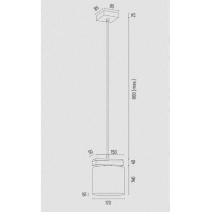 Argon 8276 - Luster na sajli CANOA 1xE27/15W/230V crna