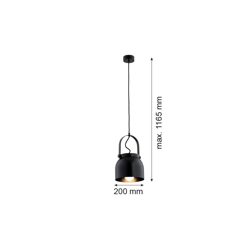 Argon 8281 - Luster na sajli LOGAN 1xE27/15W/230V pr. 20 cm crna