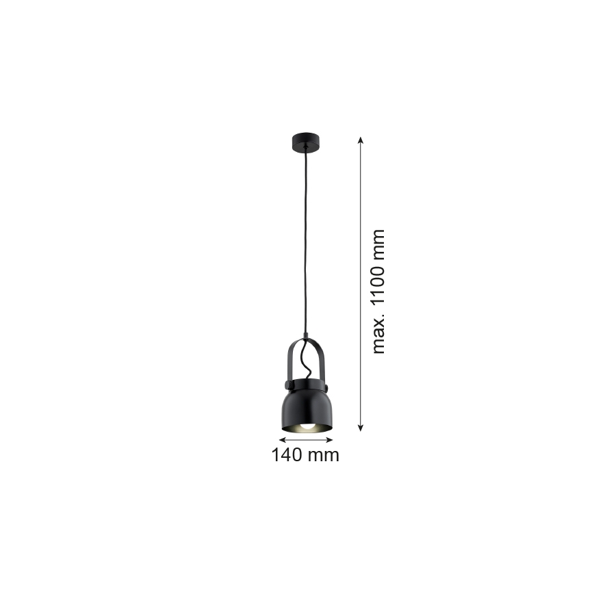 Argon 8291 - Luster na sajli LOGAN 1xE27/15W/230V pr. 14 cm crna