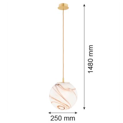 Argon 8447 - Luster na sajli ALMIROS 1xE27/15W/230V pr. 25 cm alabaster zlatna