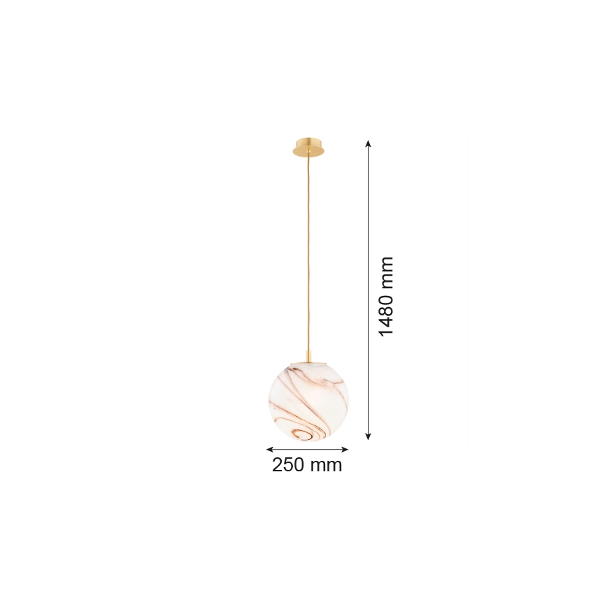Argon 8447 - Luster na sajli ALMIROS 1xE27/15W/230V pr. 25 cm alabaster zlatna