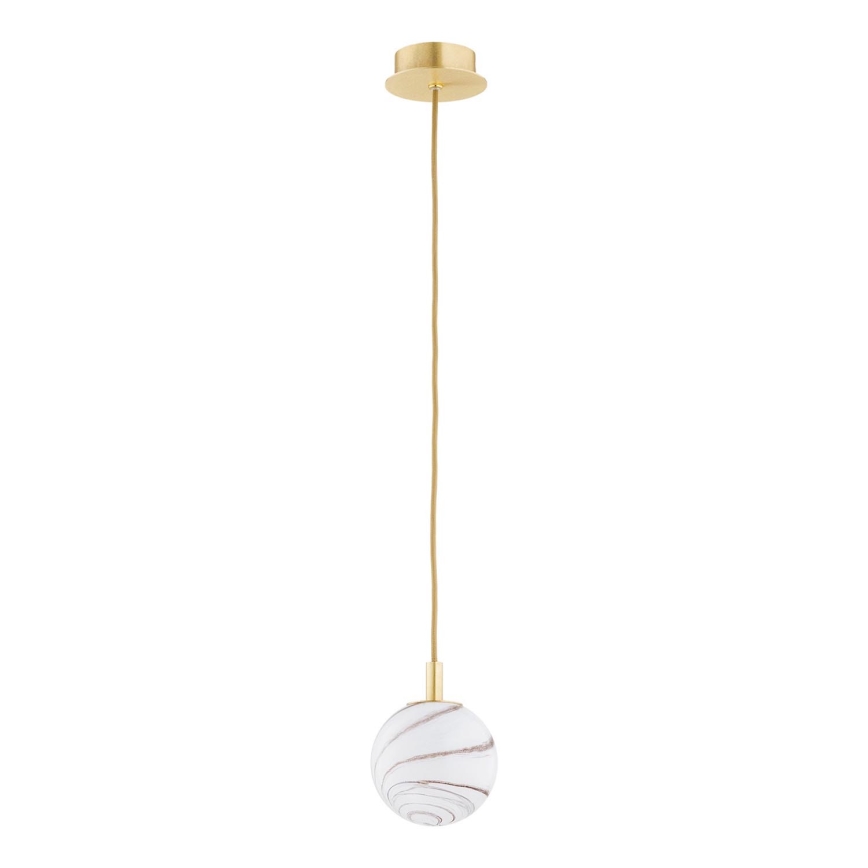 Argon 8450 - Luster na sajli ALMIROS 1xE14/7W/230V pr. 12 cm alabaster zlatna