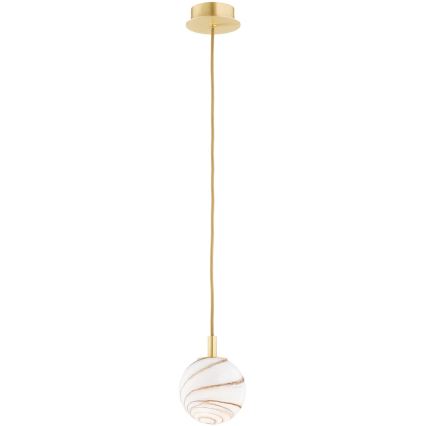 Argon 8450 - Luster na sajli ALMIROS 1xE14/7W/230V pr. 12 cm alabaster zlatna