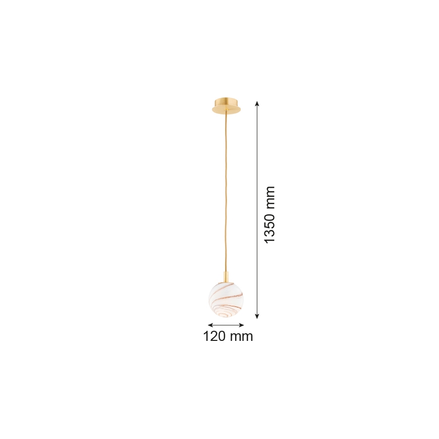 Argon 8450 - Luster na sajli ALMIROS 1xE14/7W/230V pr. 12 cm alabaster zlatna