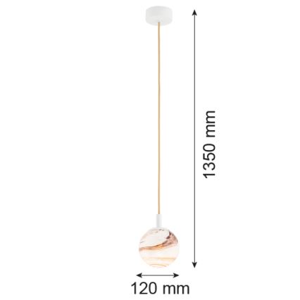 Argon 8451 - Luster na sajli ALMIROS 1xE14/7W/230V pr. 12 cm alabaster bijela/zlatna