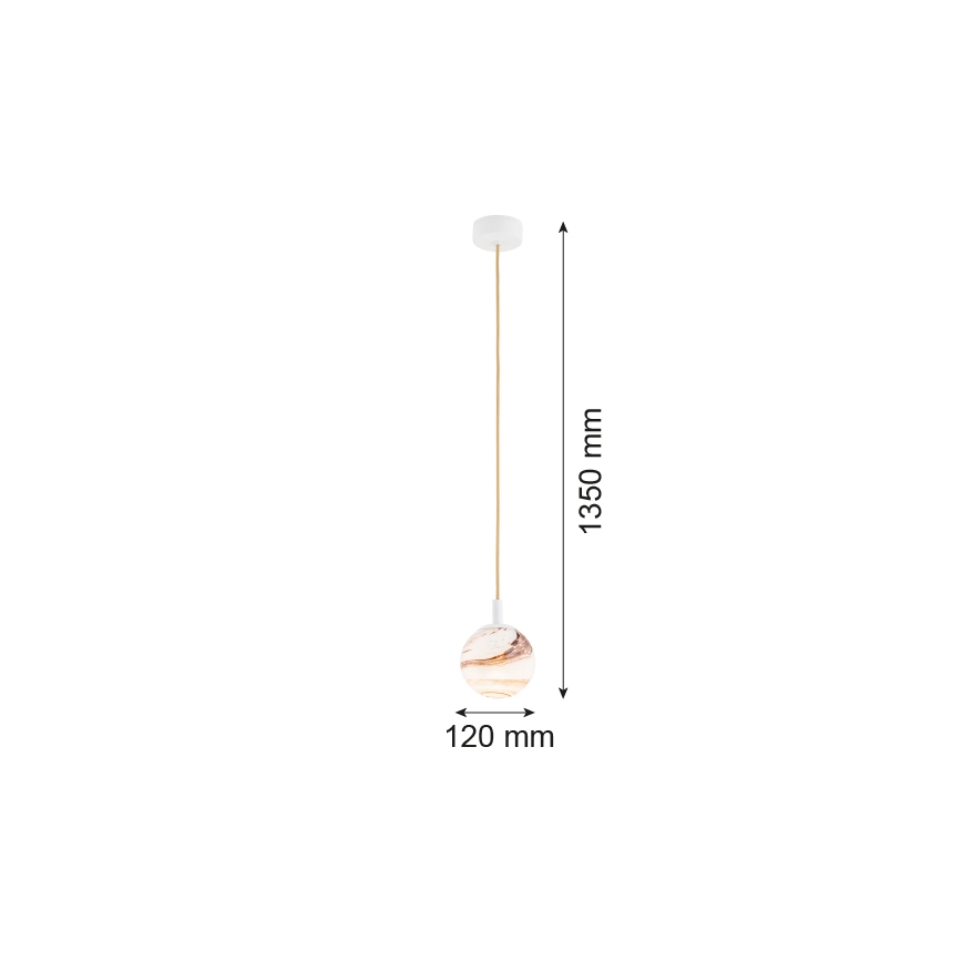Argon 8451 - Luster na sajli ALMIROS 1xE14/7W/230V pr. 12 cm alabaster bijela/zlatna