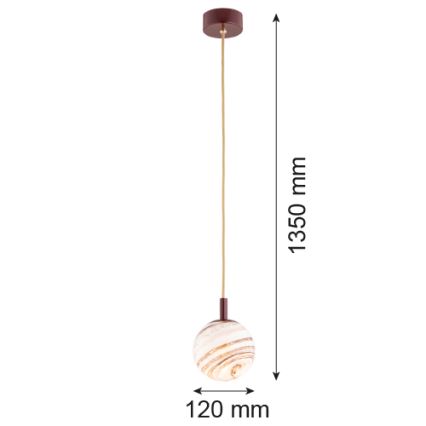 Argon 8452 - Luster na sajli ALMIROS 1xE14/7W/230V pr. 12 cm alabaster smeđa/zlatna
