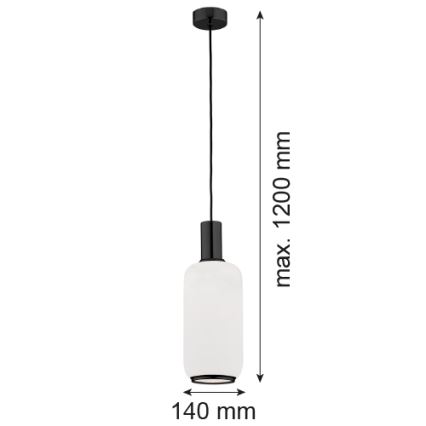 Argon 8563 - Luster na sajli SAGUNTO PLUS 1xE27/15W/230V pr. 14 cm crna