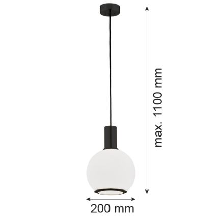 Argon 8564 - Luster na sajli SAGUNTO PLUS 1xE27/15W/230V pr. 20 cm crna