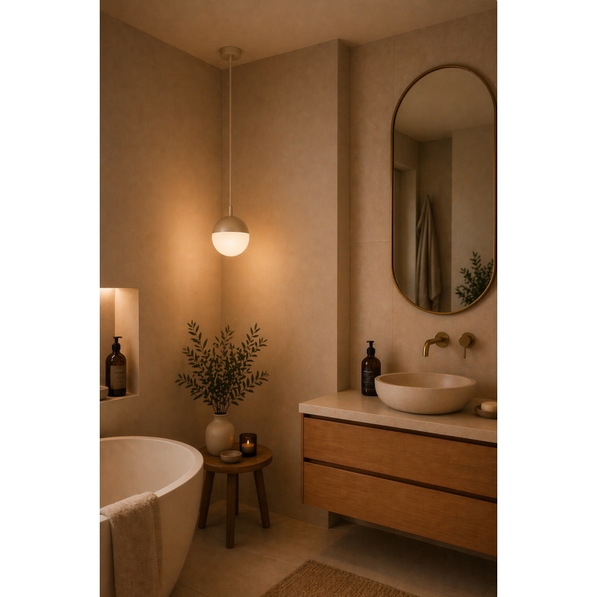 Argon 9001 - Vanjski luster na sajli LIV 1xE27/15W/230V IP44 bež
