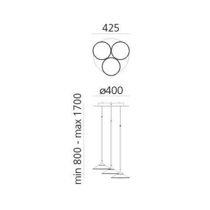 Artemide 0353030A - LED Prigušivi luster na sajli ORSA CLUSTER LED/22W/230V 3000K