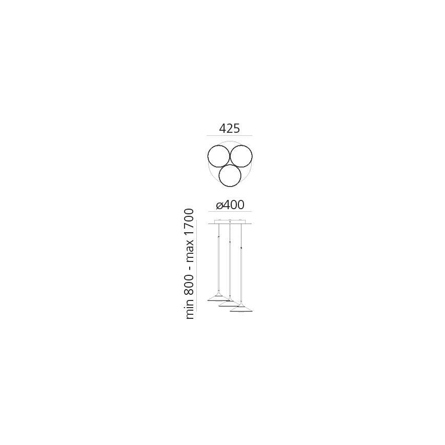 Artemide 0353030A - LED Prigušivi luster na sajli ORSA CLUSTER LED/22W/230V 3000K